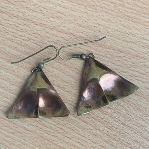 Vintage copper colored triangle Earrings